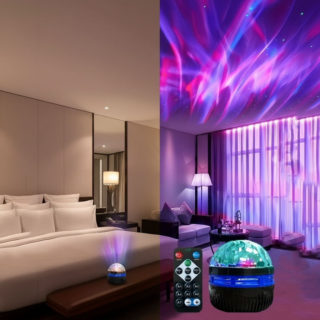 USB Galaxy Projector Aurora 5V Night Light 360° Rotating GB Colorful NightLights with Remote Control for Home Theater Room Deco