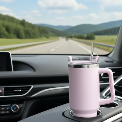 40oz Stainless Steel Insulated Water Bottle With Handle Drinking Cups Keeps Cold Tumbler With Lid Straw Mug Thermos Coffee Mug