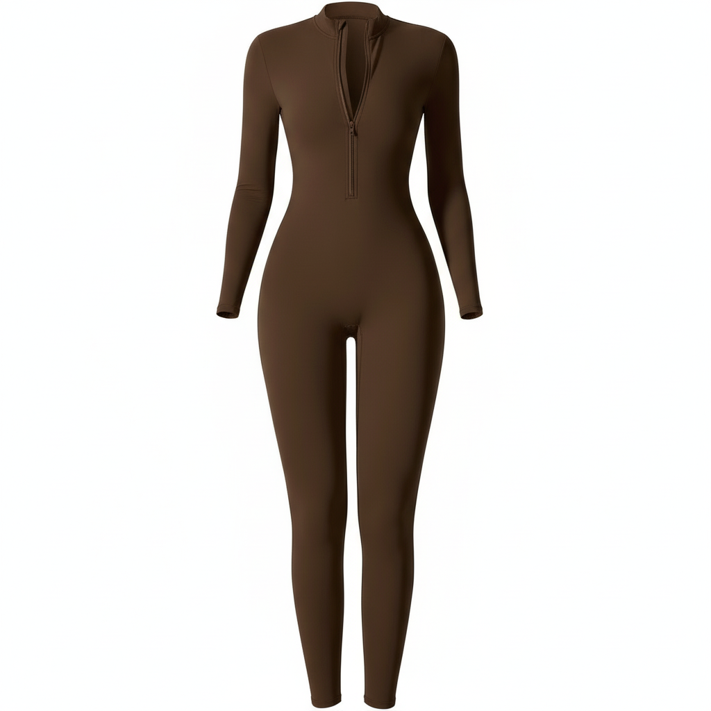 Women's Jumpsuits One-Piece Suit Zipper Long Sleeved Yoga Set Gym Push Up Workout Clothes Fitness Bodysuit Sportswear Tracksuit