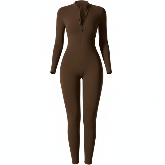 Women's Jumpsuits One-Piece Suit Zipper Long Sleeved Yoga Set Gym Push Up Workout Clothes Fitness Bodysuit Sportswear Tracksuit