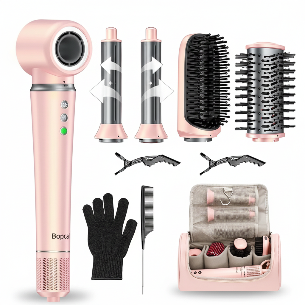 5 in 1 Hair Styler with Travel Bag Air Wrap 1200W Hair Dryer Straightening & Blow Dryer Brush for Multiple Styling Home Hotel