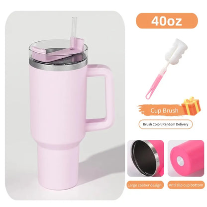 40oz Stainless Steel Insulated Water Bottle With Handle Drinking Cups Keeps Cold Tumbler With Lid Straw Mug Thermos Coffee Mug