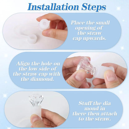 2pcs Cup Accessories Set for Stanley 40oz/30oz Tumbler 1 Glitter Silicone Boot 1 Diamond Straw Cover Cap Valentine's Day Gift