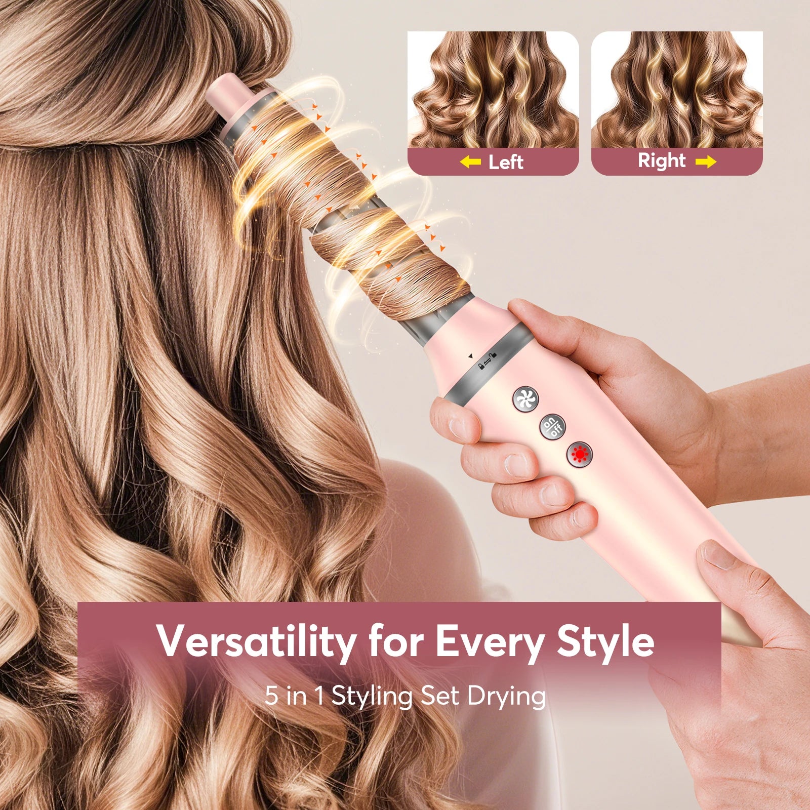 5 in 1 Hair Styler with Travel Bag Air Wrap 1200W Hair Dryer Straightening & Blow Dryer Brush for Multiple Styling Home Hotel