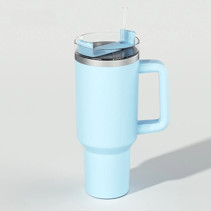 40oz Stainless Steel Insulated Water Bottle With Handle Drinking Cups Keeps Cold Tumbler With Lid Straw Mug Thermos Coffee Mug