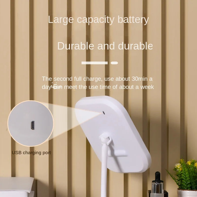 Niche Modern Desktop Vanity Mirror 3 Color Light LED Makeup Mirror Touching Mirror Women Bedroom Dressing Mirror