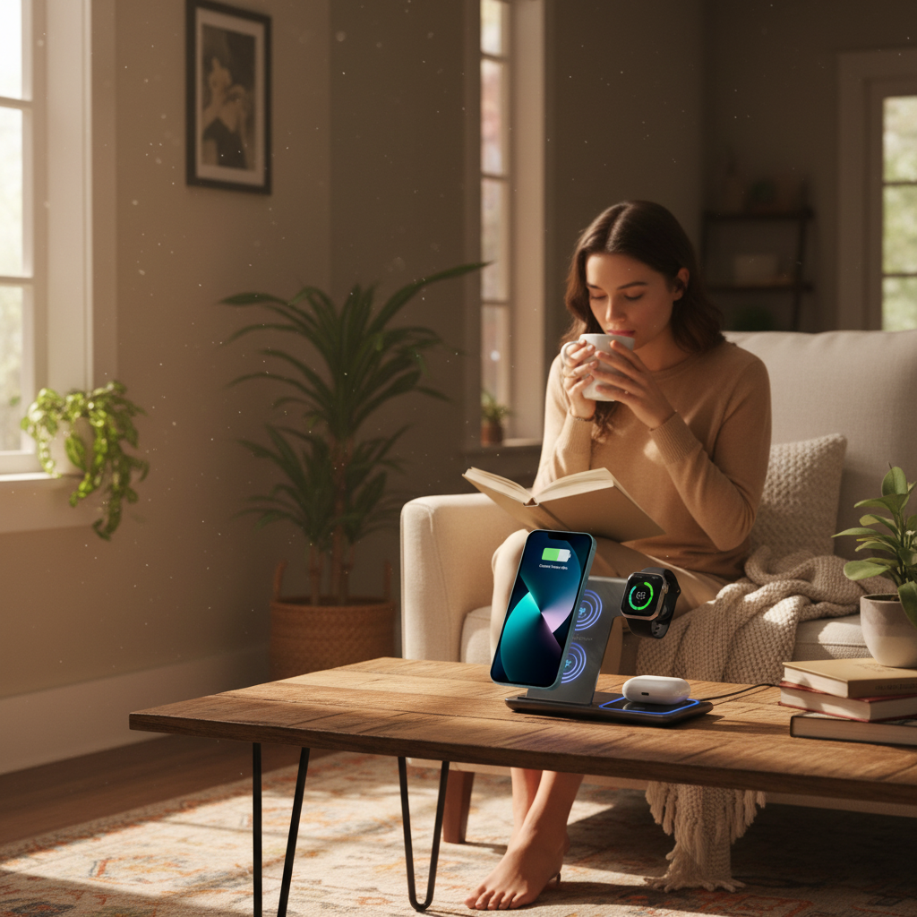 15W fast charging 3-in-1 foldable wireless charger bracket