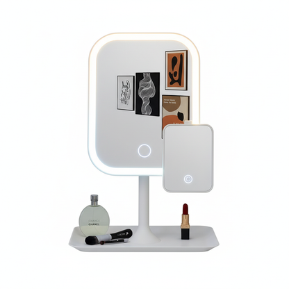 Niche Modern Desktop Vanity Mirror 3 Color Light LED Makeup Mirror Touching Mirror Women Bedroom Dressing Mirror