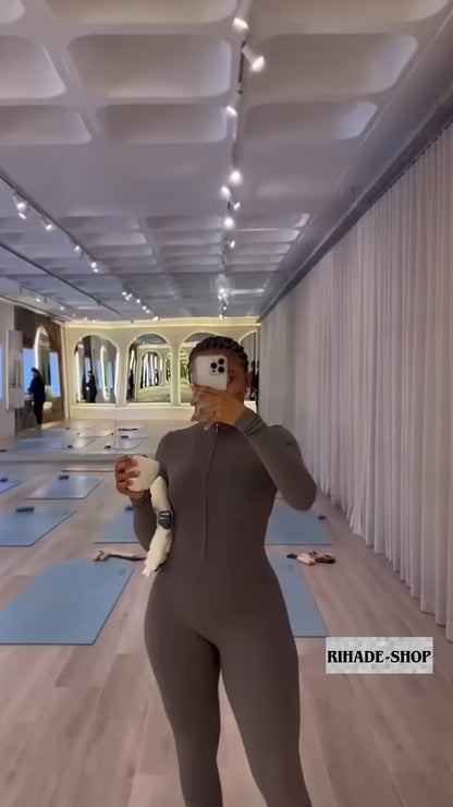 Zipper Workout Bodysuit Jumpsuit